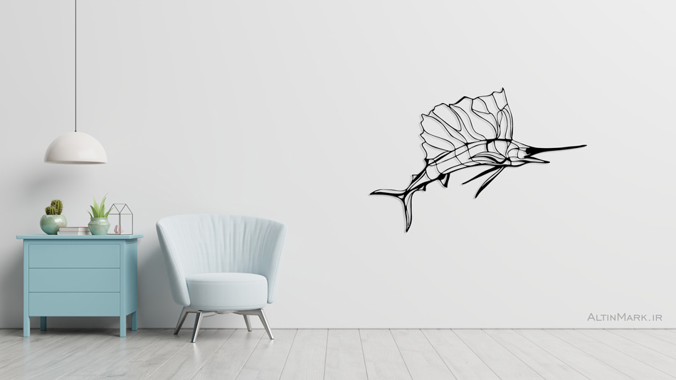 استیکر چوبی ماهی جنس چوبی MDF "تابلو استیکر" لاین آرت - Image 3