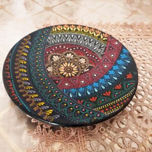 دیوارکوب سفالی بشقاب طرح هزار و یک رنگ