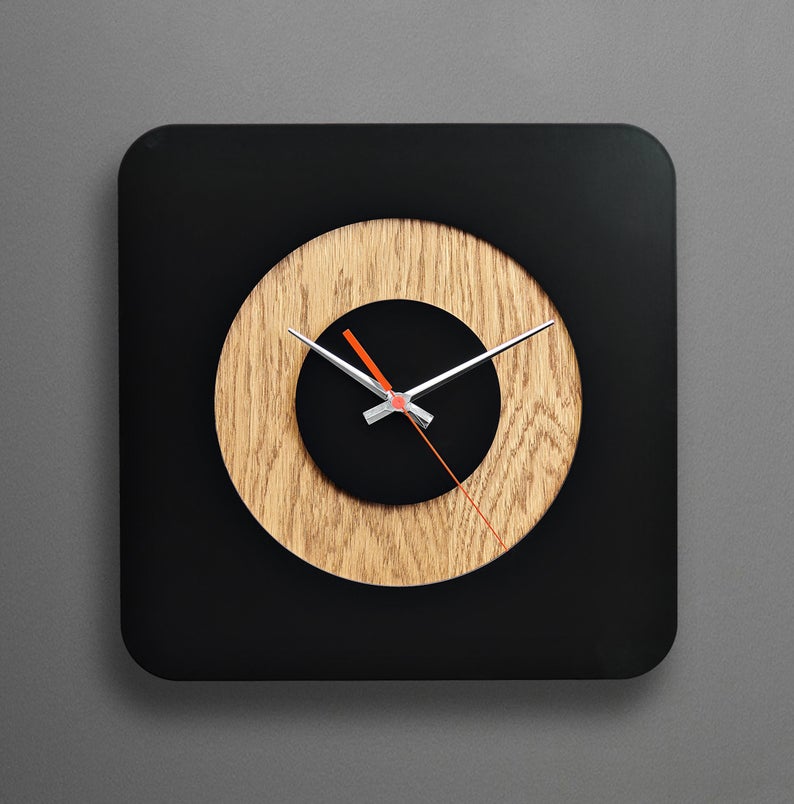 ساعت دیواری با طرح جدید جنس چوبی با ترکیب دو رنگ مناسب نشیمن - Image 5