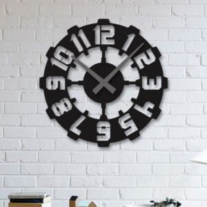 ساعت دیواری رنگ مشکی لوکس با طرح اعداد بزرگ