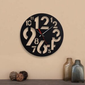 ساعت دیواری با رنگ مشکی مدرن دو جنس شیشه نشکن (پلکسی گلس) و چوبی