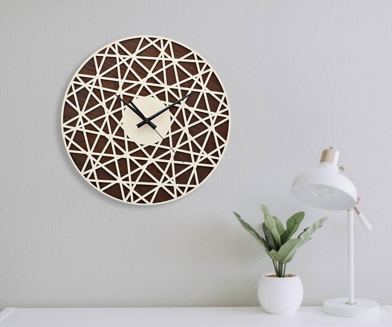 ساعت دیواری چوبی بی نظیر جنس بدنه ام دی اف در دو رنگ متفاوت - Image 8