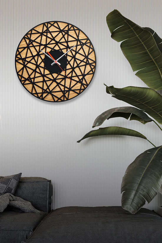 ساعت دیواری چوبی بی نظیر جنس بدنه ام دی اف در دو رنگ متفاوت - Image 7