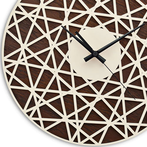 ساعت دیواری چوبی بی نظیر جنس بدنه ام دی اف در دو رنگ متفاوت - Image 5