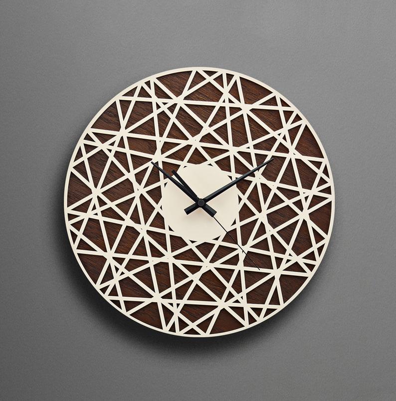 ساعت دیواری چوبی بی نظیر جنس بدنه ام دی اف در دو رنگ متفاوت - Image 2
