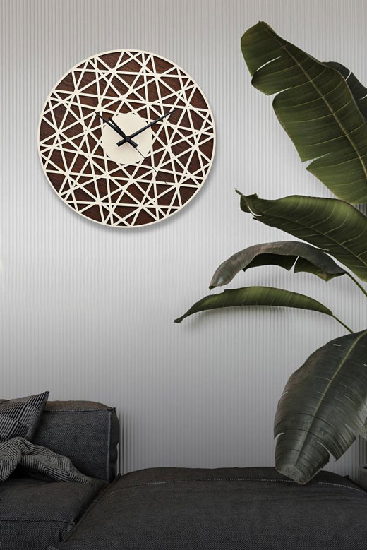 ساعت دیواری چوبی بی نظیر جنس بدنه ام دی اف در دو رنگ متفاوت - Image 11