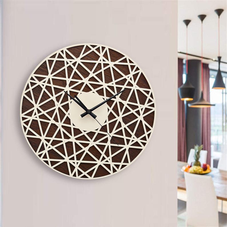 ساعت دیواری چوبی بی نظیر جنس بدنه ام دی اف در دو رنگ متفاوت - Image 10