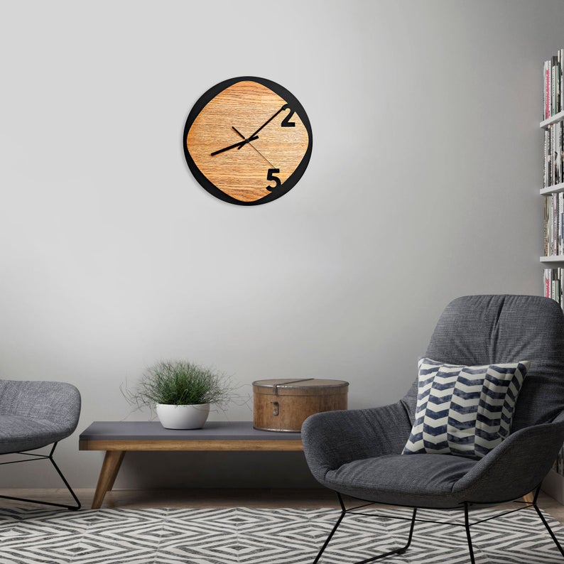 ساعت دیواری طرح جدید جنس چوبی مناسب اتاق نشیمن در دو طرح - Image 5