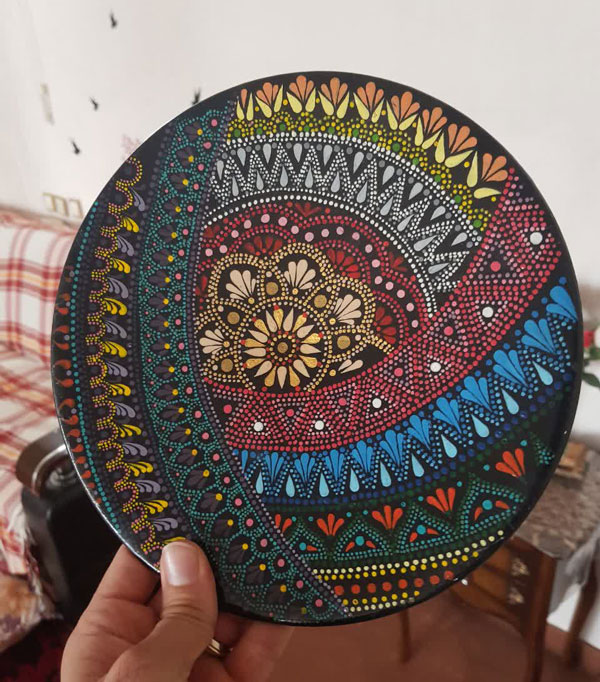 دیوارکوب سفالی بشقاب طرح هزار و یک رنگ - Image 2